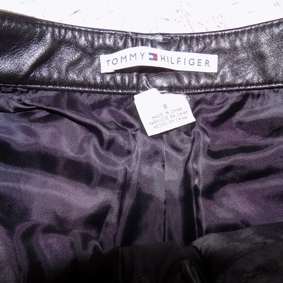 Tommy Hilfiger 100% Leather Straight Leg Pants - Black - Picture 4 of 14